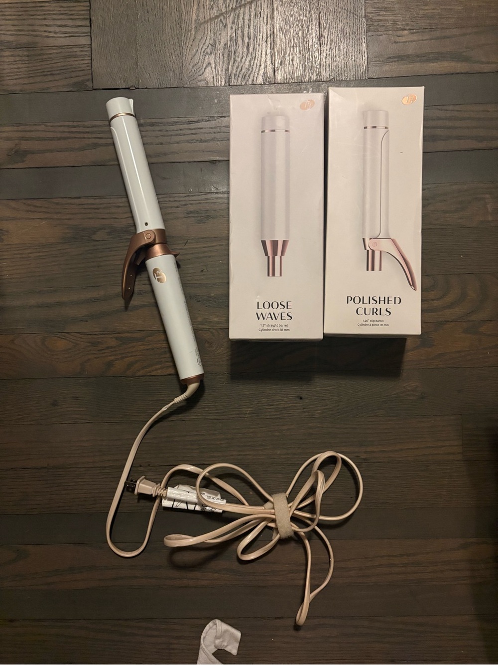 T3 White and Rose Gold Curling Iron with 3 Barrels - 1 1.25 1.5 Inches